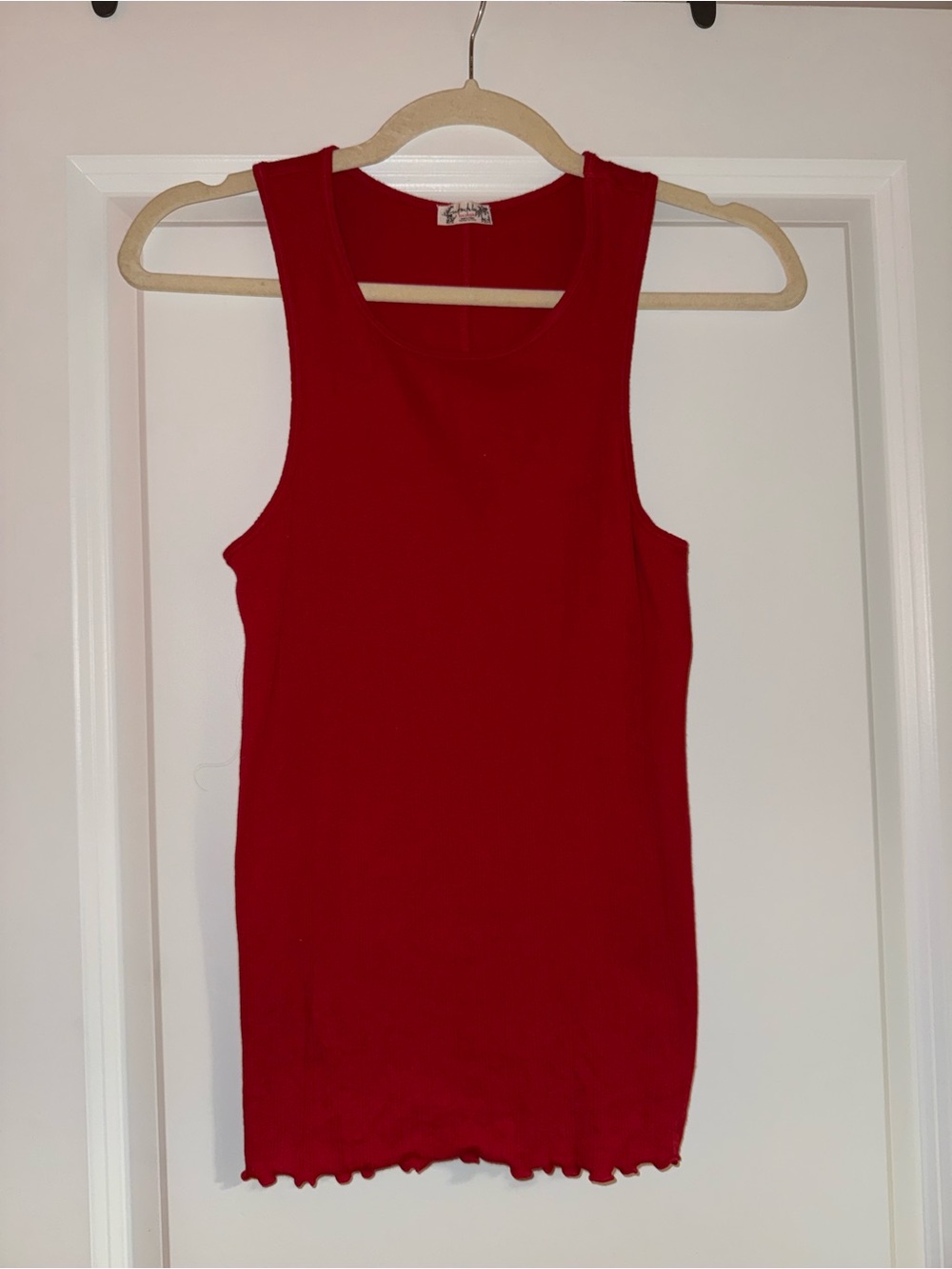 Free People Red Sleeveless Ribbed Tank Top